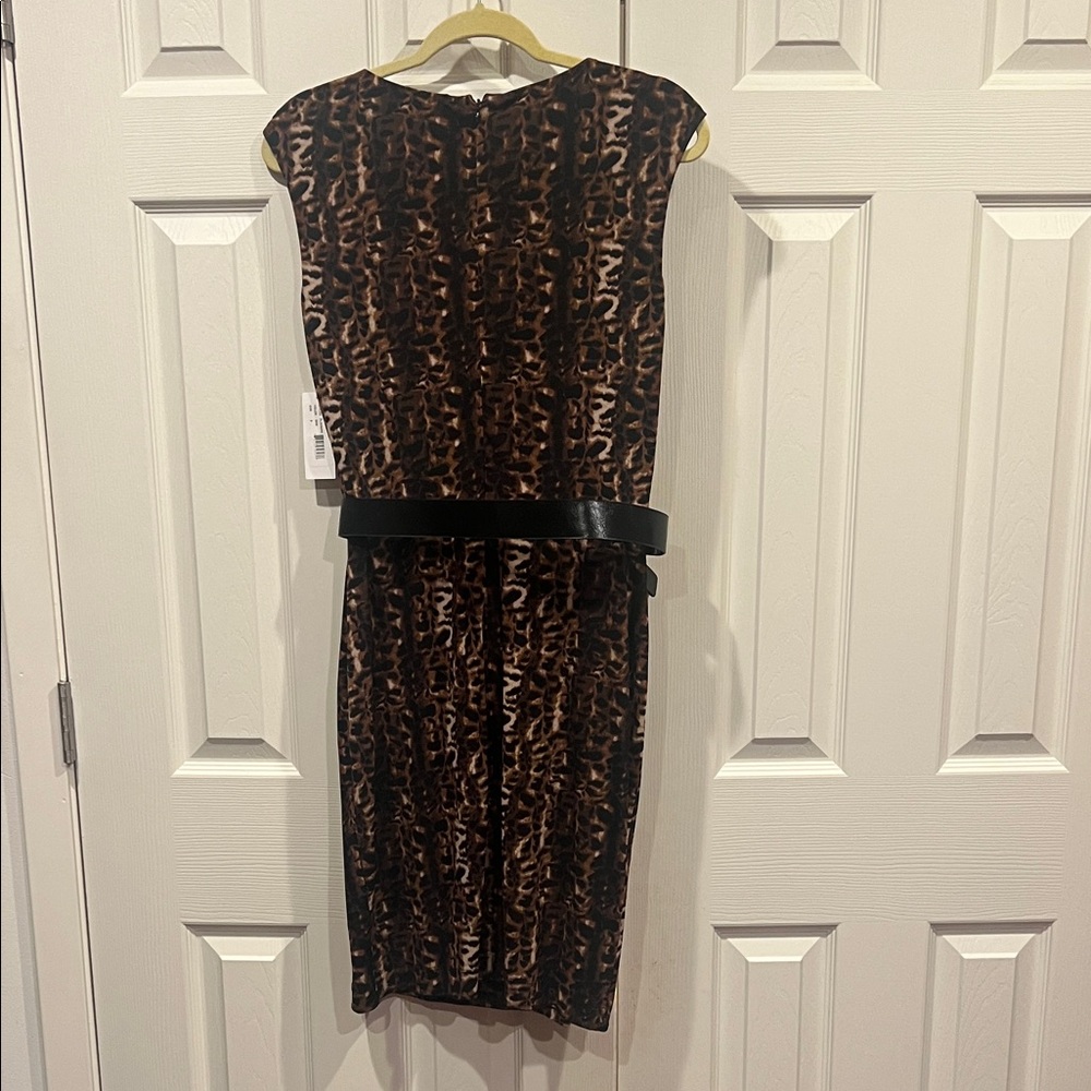 NWT- Marvin Richards Brown Leopard Print Midi Dress - Picture 5 of 5